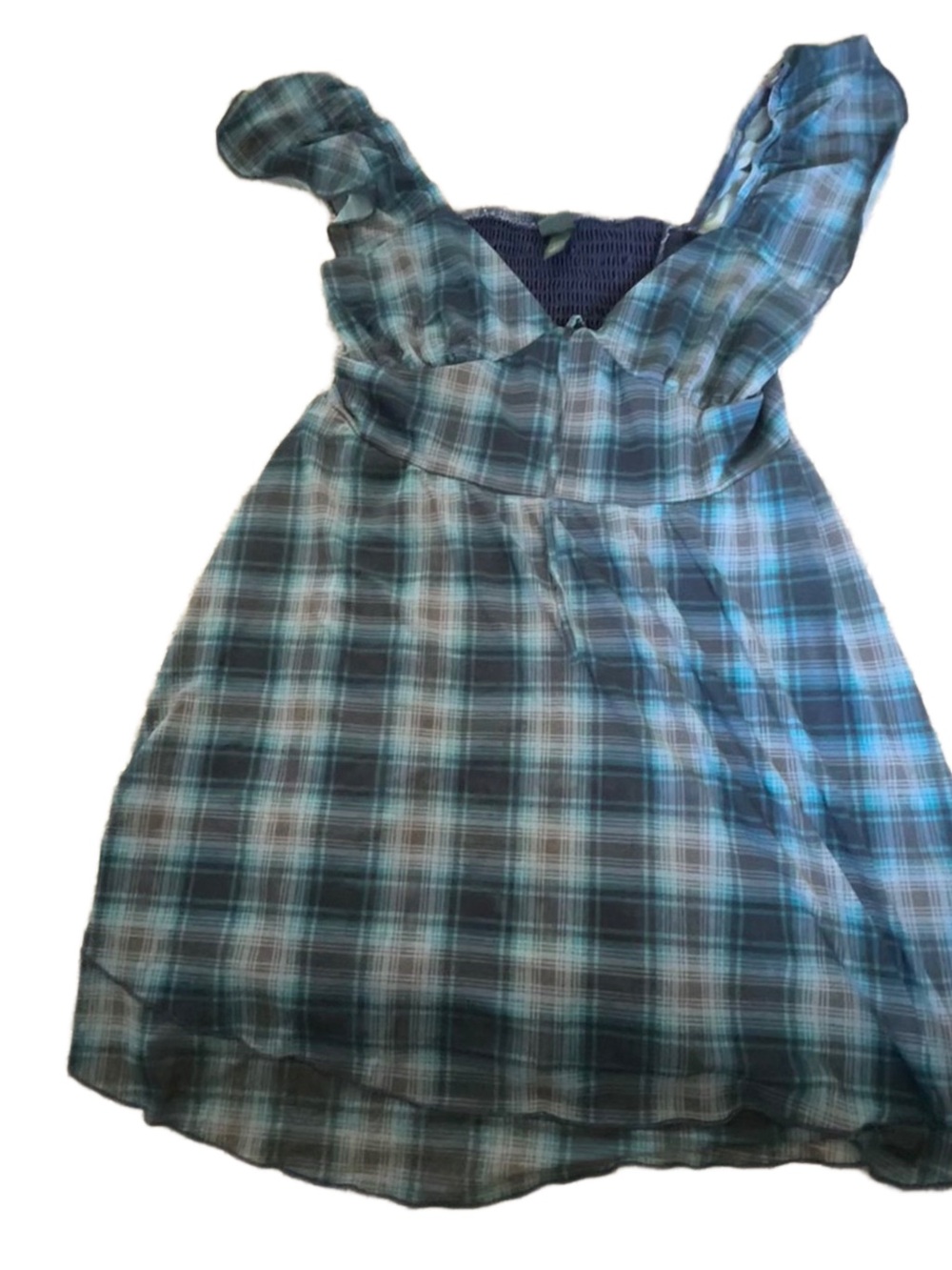 wild fable Teal and Navy Plaid Babydoll Dress